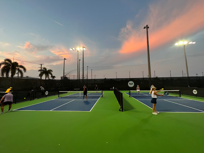 Wimberly pickleball courts during sunset